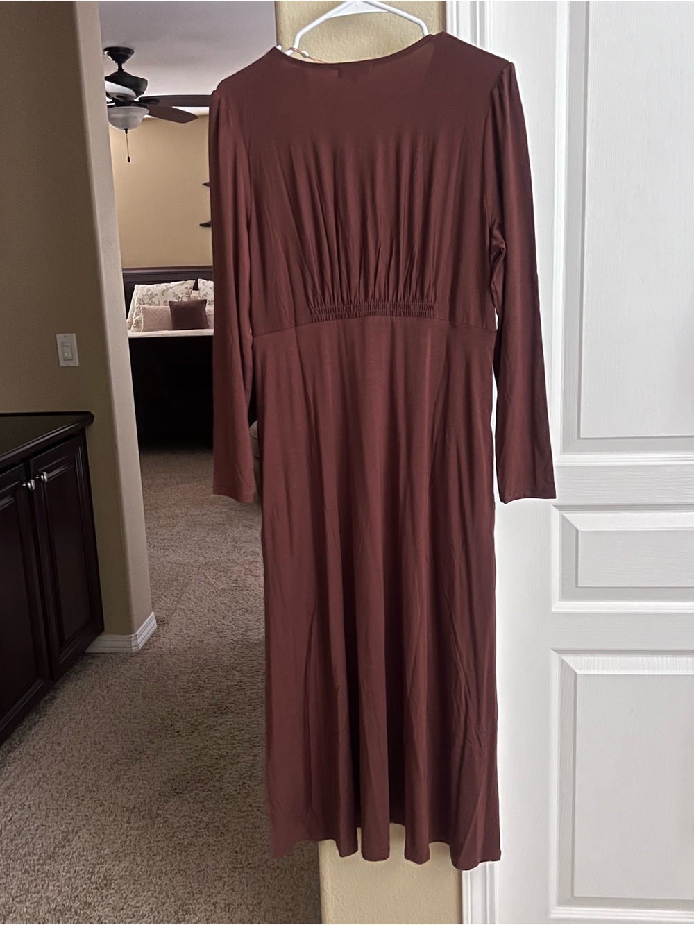 Quince Deep Brown V-Neck Maxi Dress - Picture 2 of 3